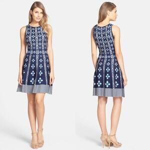 CYNTHIA STEFFE Carmela Floral Fit & Flare Knit Sweater Dress Women’s Size Small